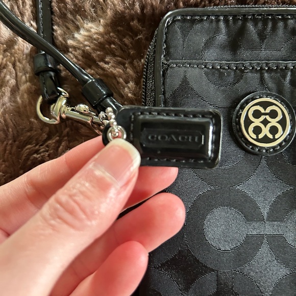 Coach Black Signature Small Canvas Wristlet - Picture 2 of 5